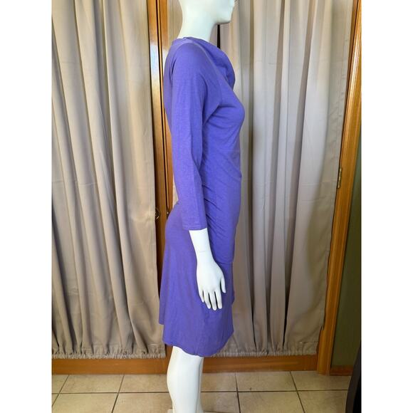 Patagonia Purple Ruched Knit Dress 3/4 Sleeve Sz S Small Organic Cotton Blend - Picture 4 of 8